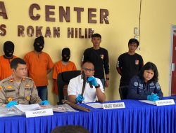 Polres Rokan Hilir Gelar Press Release Pengungkapan Kasus Pembunuhan Simpang Damar Dusun Mekar Jaya